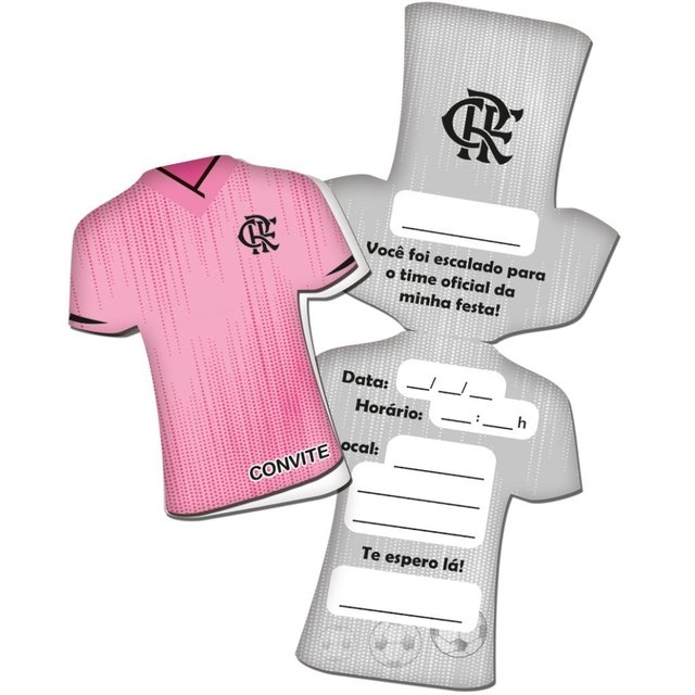 Convite Camisa Flamengo Rosa - 08 Unidades