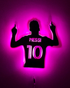 Silueta led Messi - 40x40cm - 12v - led rosa - dimmer manual -