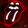 Lengua Rolling Stones / led rojo y blanco / pintura acrilica / 50cm alto x 40cm ancho