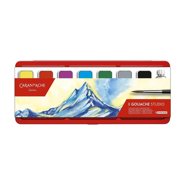 Tinta Gouache Caran Dache Studio 8 Cores Pastilha 1000308