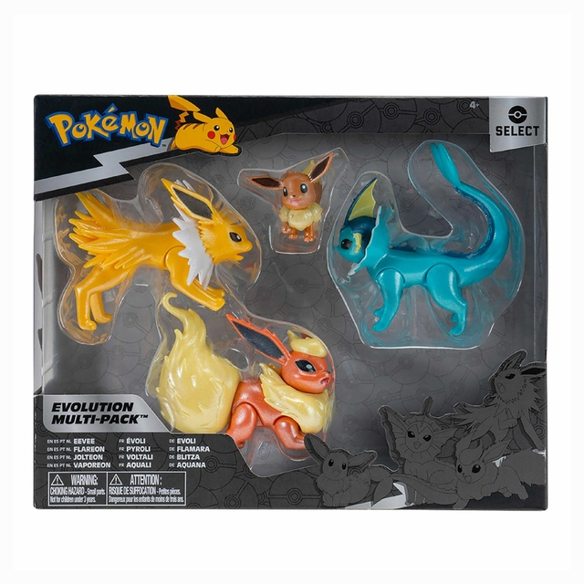 Pokémon Evolution Multi-Pack Eevee, Jolteon, Vaporeon e Flareon 3290 Jazwares Sunny