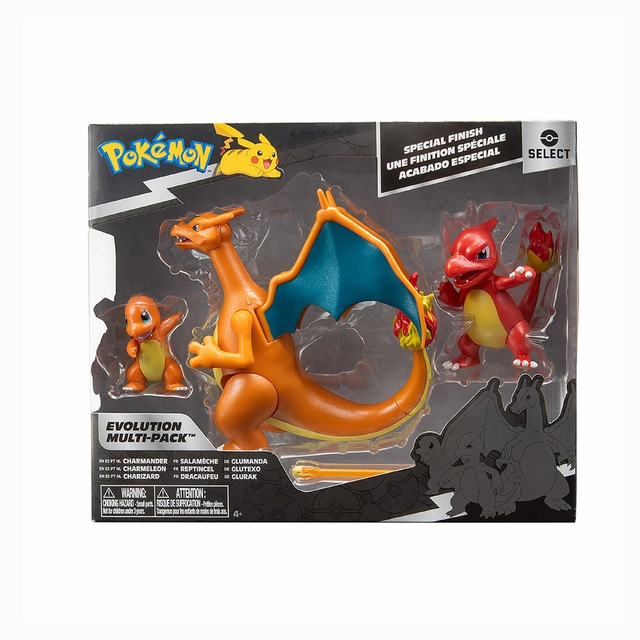 Pokémon Evolution Pack Charmander, Charizard e Charmeleon 3291 Jazwares Sunny