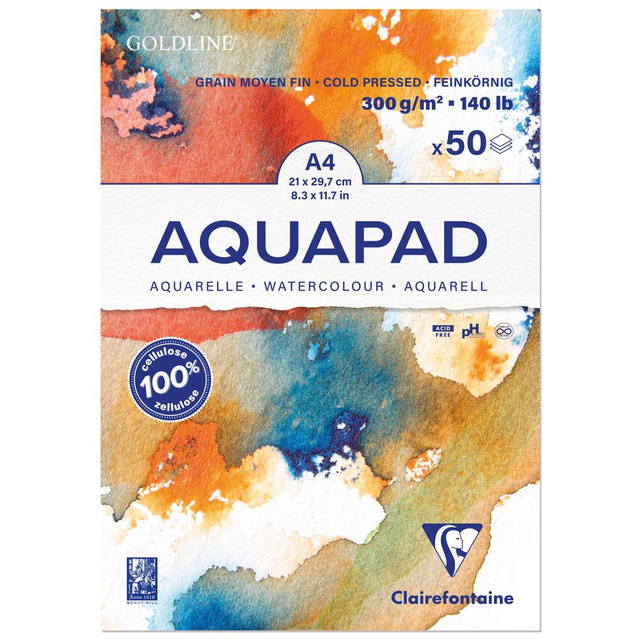 Bloco De Papel Para Aquarela Aquapad A4 50fls 300g 975721c Clairefontaine