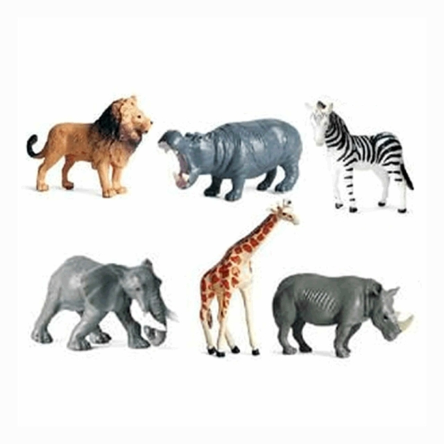 Animais Selvagens Kit Com 6 Animais Elefante Leão Rinoceronte Zebra Girafa Hipopótamo 43680 Toyng