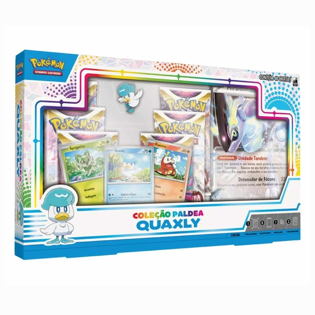 Box Pokémon 40 Cartas Coleção Paldea Quaxly Copag