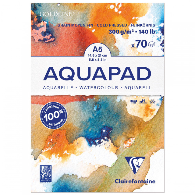 Bloco De Papel Para Aquarela Aquapad A5 70fls 300g 975720c Clairefontaine