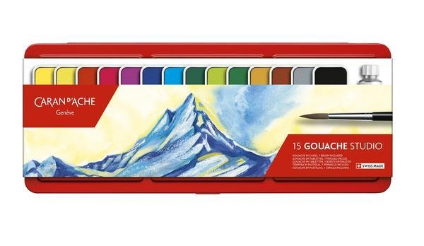 Tinta Gouache Caran Dache Studio 15 Cores Pastilha 1000315