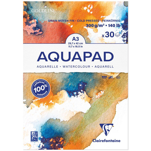 Bloco De Papel Para Aquarela Aquapad A3 30fls 300g 975722c Clairefontaine