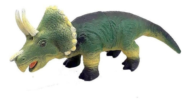Dinossauro Triceratops De Borracha 37 Cm Verde