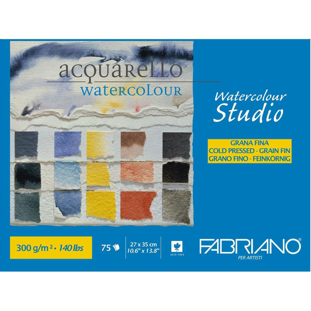 Bloco Watercolor Studio Fabriano GF 300g/m² 27X35cm 75Fls 75302735