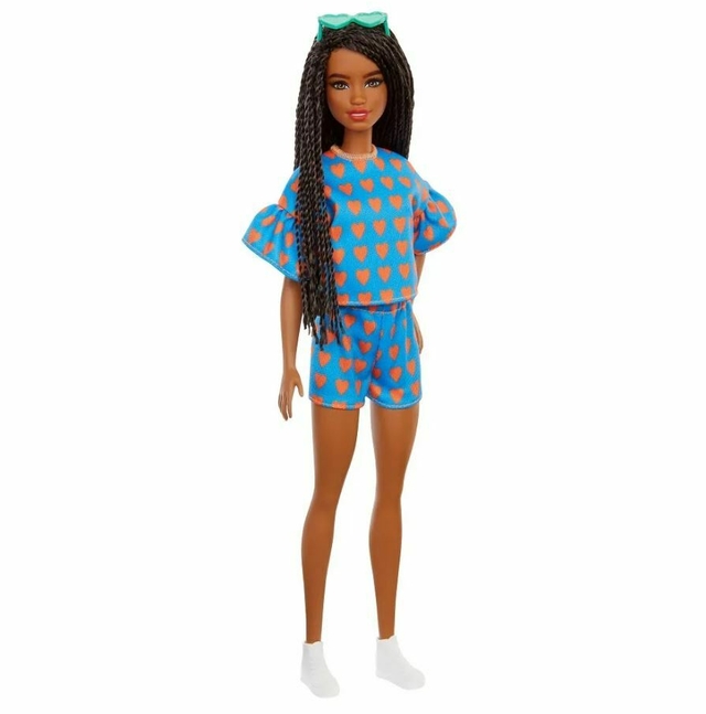 Boneca Barbie Fashionista 172 Negra Conjuntinho Azul Mattel Grb59