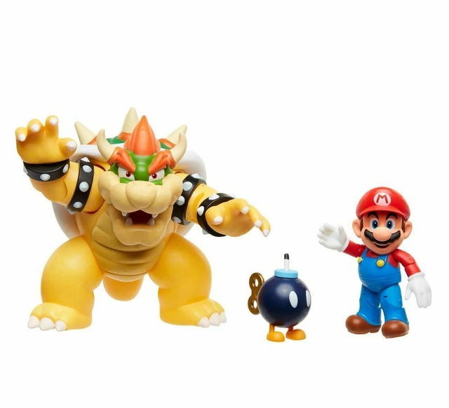 Conjunto com 3 Bonecos Mario vs Bowser Super Mario Sunny 4203