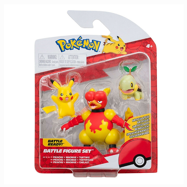 Pokémon Battle Figures Set Pikachu, Magmar e Turtwig 2603 Sunny