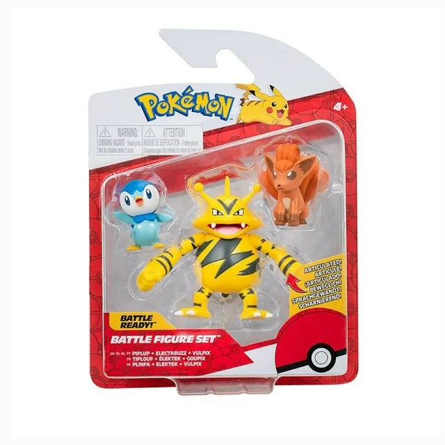 Pokémon Battle Figures Set Piplup, Electabuzz e Vulpix 2603 Sunny