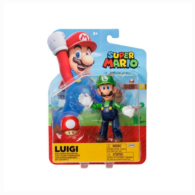 Super Mario Boneco Luigi Com Cogumelo 11 Cm 4200 Sunny