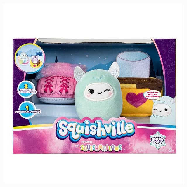 Squishville Mini Squishmallows + 2 Acessórios Snow Day 3432 Sunny