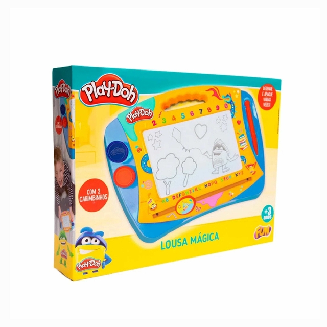 Lousa Mágica Azul Play-doh Com 2 Carimbos Fun F00007