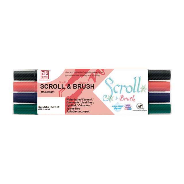 Caneta Zig Scroll & Brush 04 Cores MS50004VA