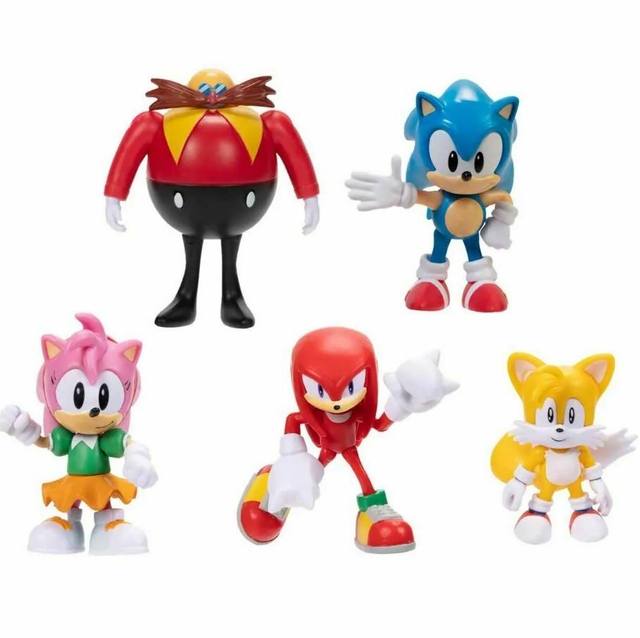 Pac Com 5 Figuras Sonic, Dr. Eggman, Knuckles, Tails e Amy Sunny 4223