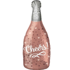 Globo botella cheers rosa gold