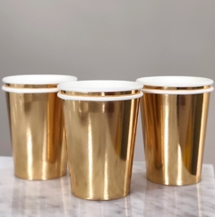 Vasos de Polipapel Metalizados Dorado x 6unid