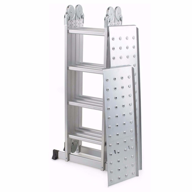 Escalera plegable de aluminio Durhand negro 370x61x11 cm_B72-029