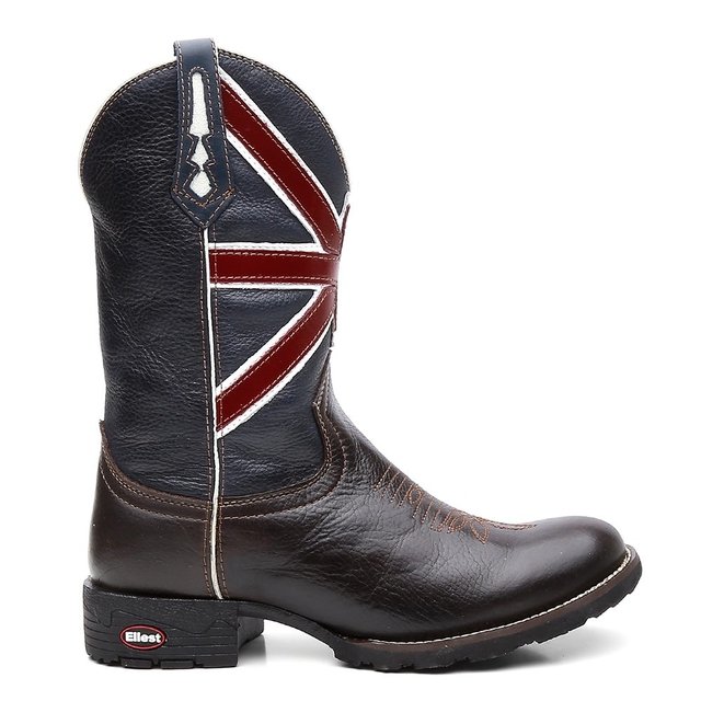 Bota Texana Masculina England Flag De Couro Leg Timo Certificado M