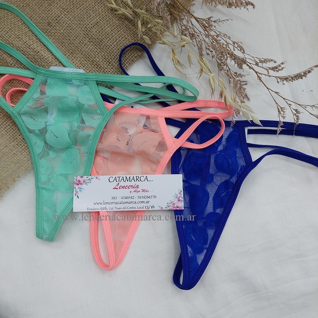 MARCA X TANGA HILO DE ENCAJE DOBLE TIRA SURTIDO X 1 UNIDDAD 6S