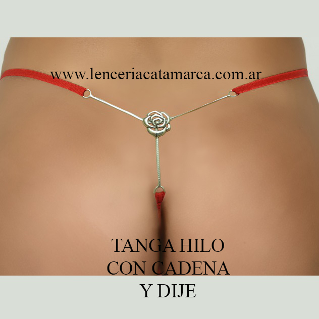 ROMANETT TANGA MICROFIBRA CON CADENA Y BIJUO ROSA REGULABLES ROJO 652R