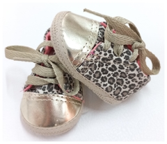 ZAPATITOS DORADOS ANIMAL PRINT NO CAMINANTE-CACHORRITOS- TALLE 13