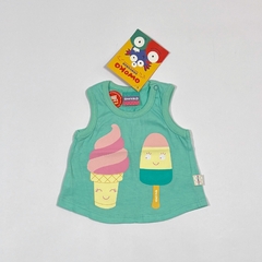 TALLE 1 (3 MESES) - REMERA S/MANGA VERDE AGUA HELADOS (C/ETIQUETA) - OWOKO - comprar online