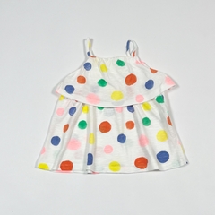 TALLE 3/6 MESES - VESTIDO S/MANGA BLANCO LUNARES MULTICOLORES - ZARA