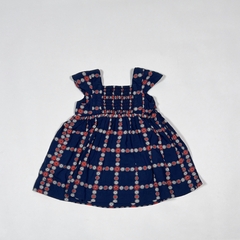 TALLE 6/9 MESES - VESTIDO S/MANGA C/BOMBACHA AZUL BOTONES - TOMMY HILFIGER - Fiesta Vintage