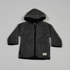 TALLE L - CAMPERA PELITO GRIS FORRADA EN ALGODON NEGRO C/ETIQUETA - CHEEKY