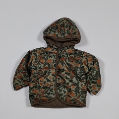 TALLE 6 MESES - CAMPERA ABRIGO VERDE CAMUFLADA EN ALGODON - OLD BUNCH