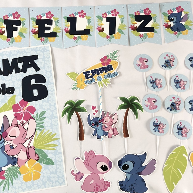  Stitch - Cartel de decoración de primer cumpleaños