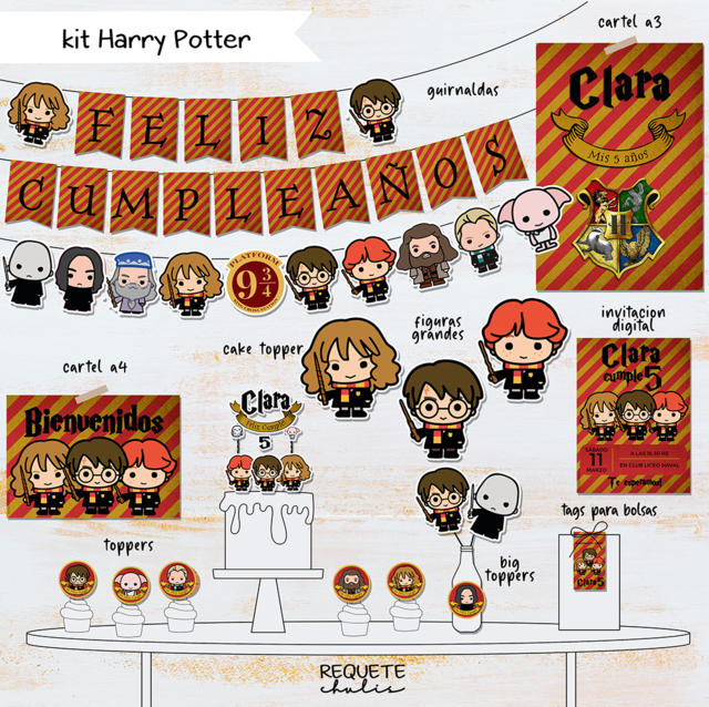 Kit decoración cumpleaños Harry Potter