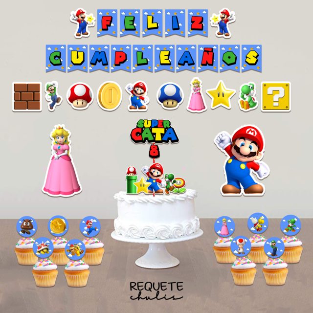 Kit cumpleaños deco mini Mario Bross