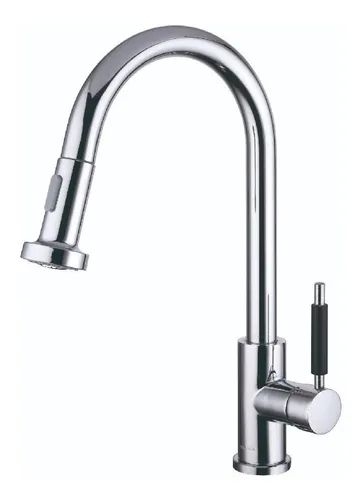 Griferia Monocomando Gourmet Cocina Mesada Acero Inoxidable Con Rociador Cromo Piazza 10300