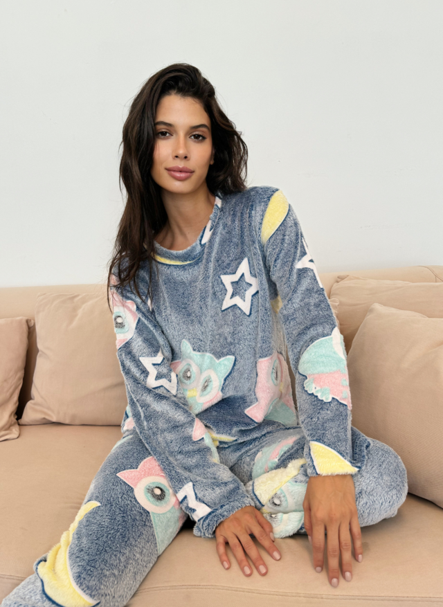 Pijama Polar Brilla en la Oscuridad Owl Glittup
