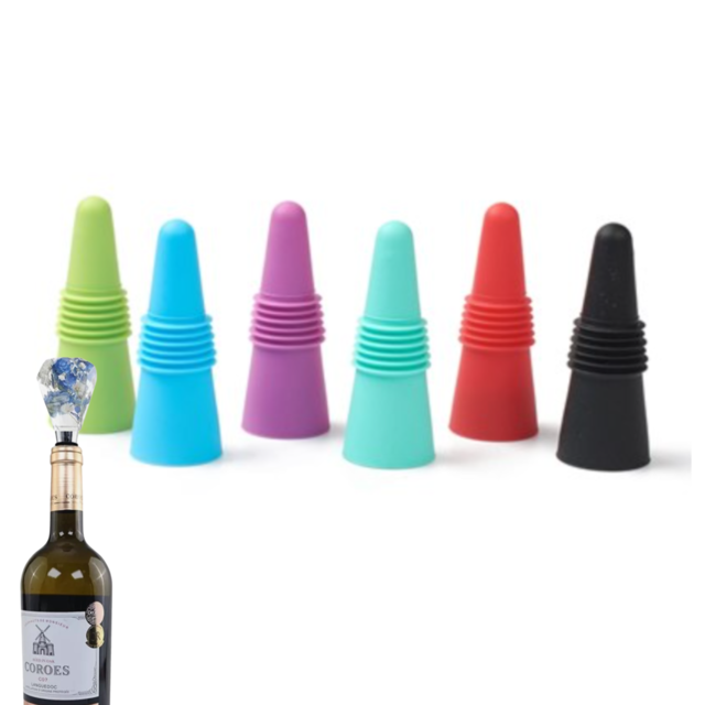 LKL 6 tapones para botellas de vino, tapa de silicona para botella de  cerveza, reutilización, práctico tapón de vino colorido para botella de  vino