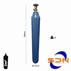 Cilindro 2m³ 13Lts. 10kg R075. D140 P/gas Sello Iram - SOLDANET