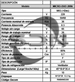 Soldadora MIG RMB MICRO-DUO 200tr + COMBO Máscara + Cilindro Atal + Regulador + Alambre en internet