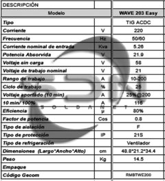 Soldadora TIG ACDC RMB WAVE 203 Easy - comprar online