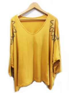 Remeron poncho de viscosa con tachitas en los hombros - comprar online