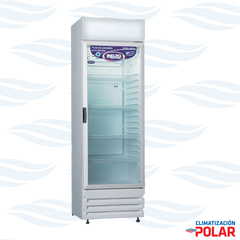 Exhibidora Vertical INELRO una puerta 390 lts con cenefa Mod MT400