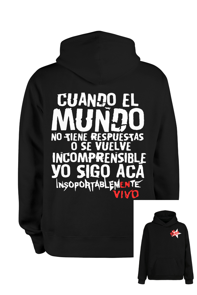 Buzo Hoodie La Renga estampa frente y espalda Negro