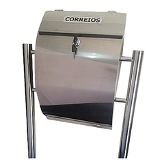 CAIXA DE CORREIO INOX ARQUEADA COM PEDESTAL