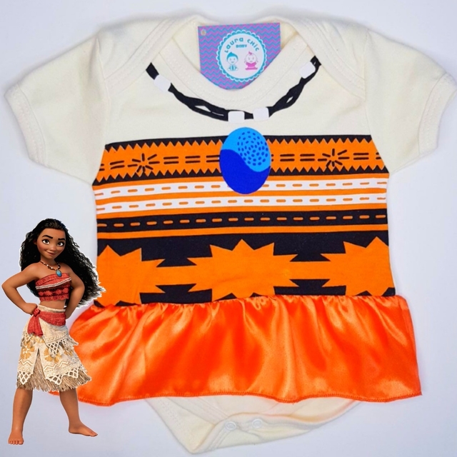 Conjunto Romper Body Moana Mesversario Roupa De Bebe Menina