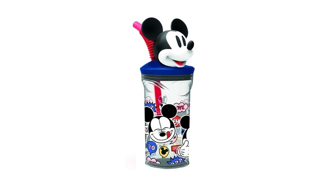 Vaso Infantil Portacereal Para Niños Sorbete Mickey Mouse Color Azul Liso
